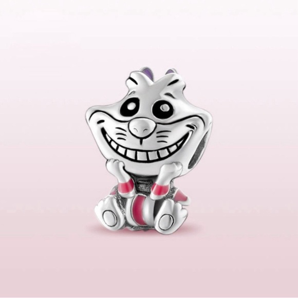 New Alice In Wonderland Pandora Style Cheshire Cat Charm - Silver plated - Picture 1 of 2